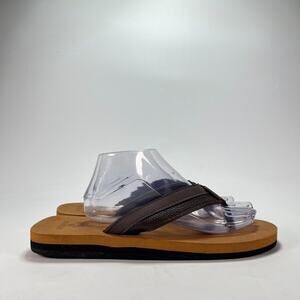 Kuailu Brown Thong Cushion Water Resistant Flip Flops Sandals Men's Size 11.5